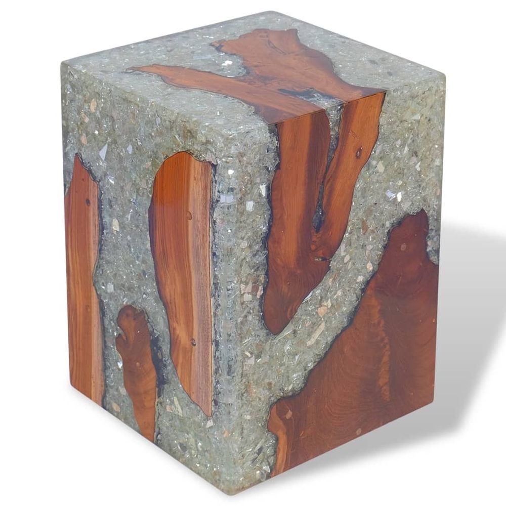 Solid Teak Wood and Resin Stool