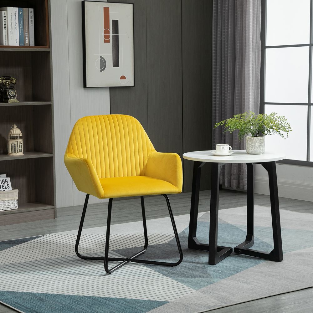 Velvet-Feel Armchair - Yellow