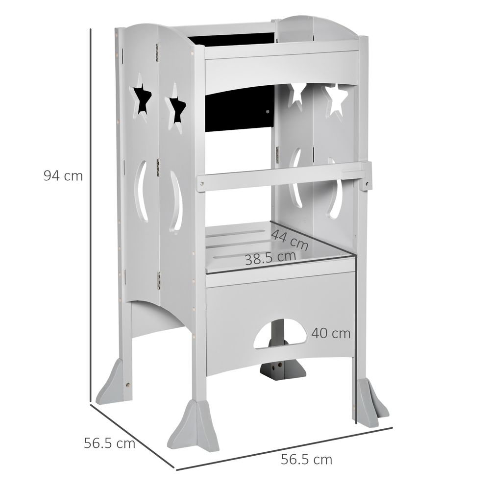 Kids Step Stool with Blackboard - White