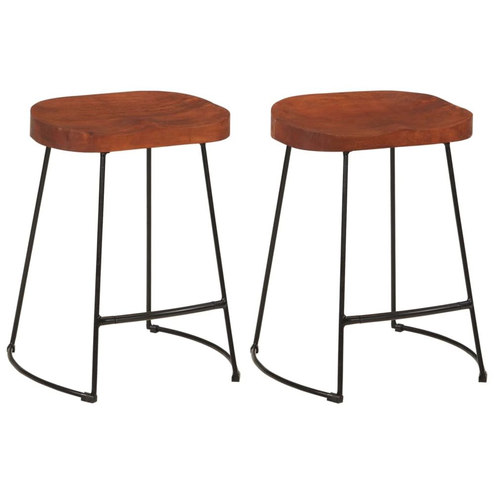 Set of 2 Mango Wood bar stools - brown (3 size options)