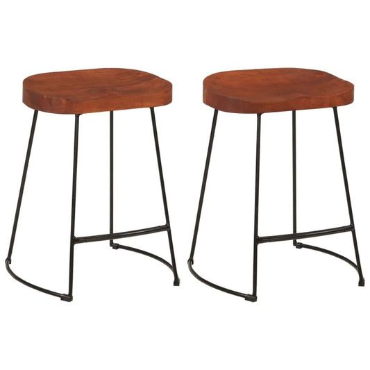 Set of 2 Mango Wood bar stools - brown (3 size options)