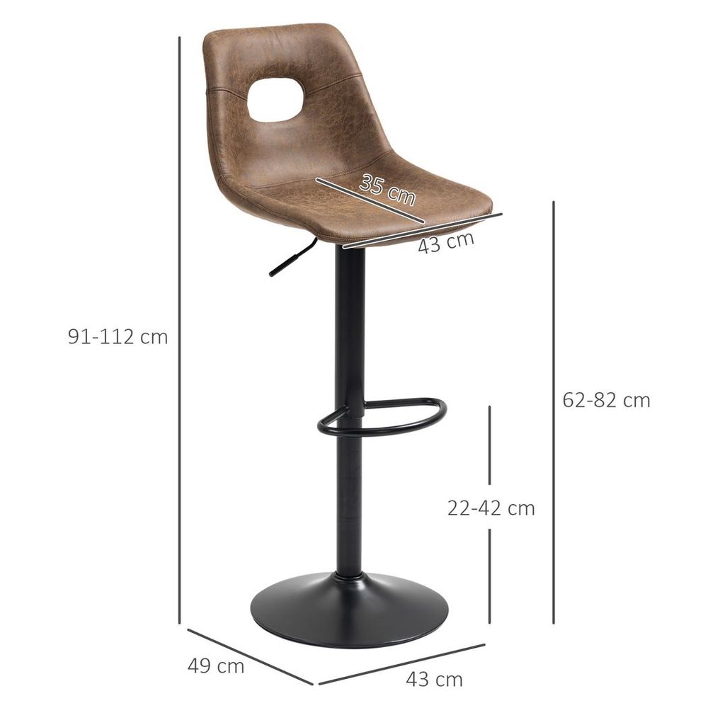 Set of 2 Retro Bar Stools Faux Leather Brown