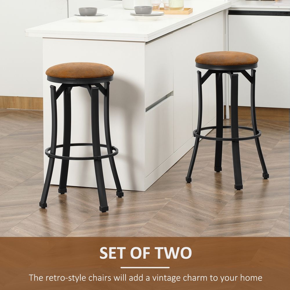 Set of 2 Cloth Bar stools - Brown