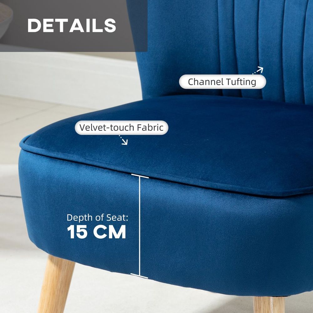 Velvet-Feel Accent Chair with foot stool - Blue