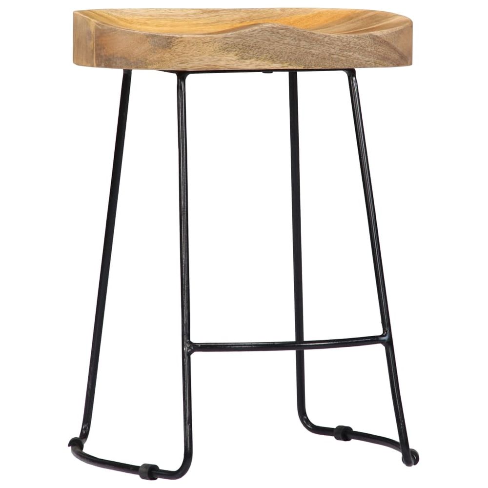 Set of 2 Mango wood bar stools - natural/black