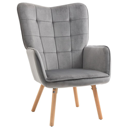 Velvet-touch Wingback Chair - Grey