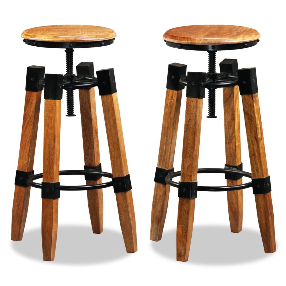 Set of 2 Mango Wood bar stools