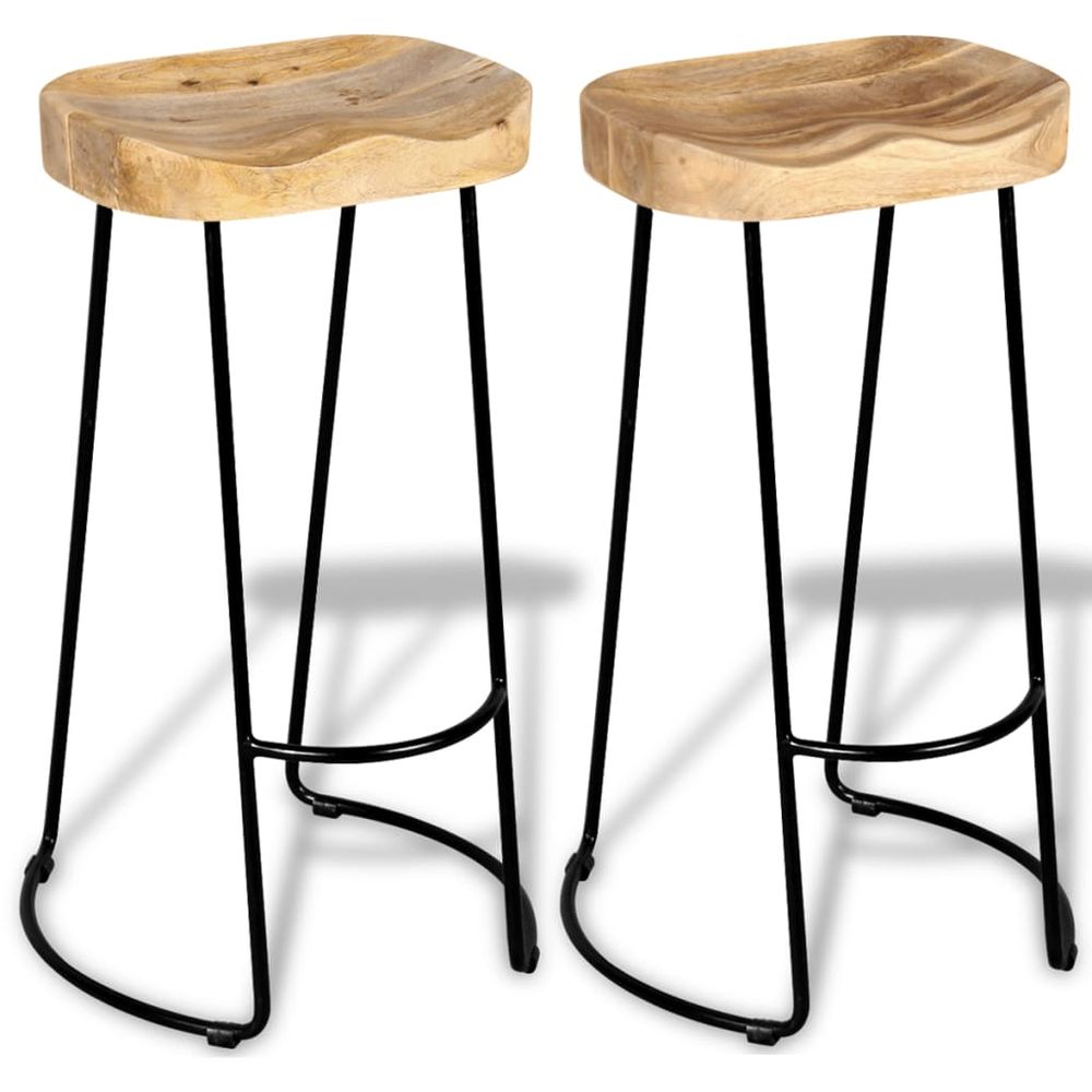 Set of 2 Mango Wood bar stools