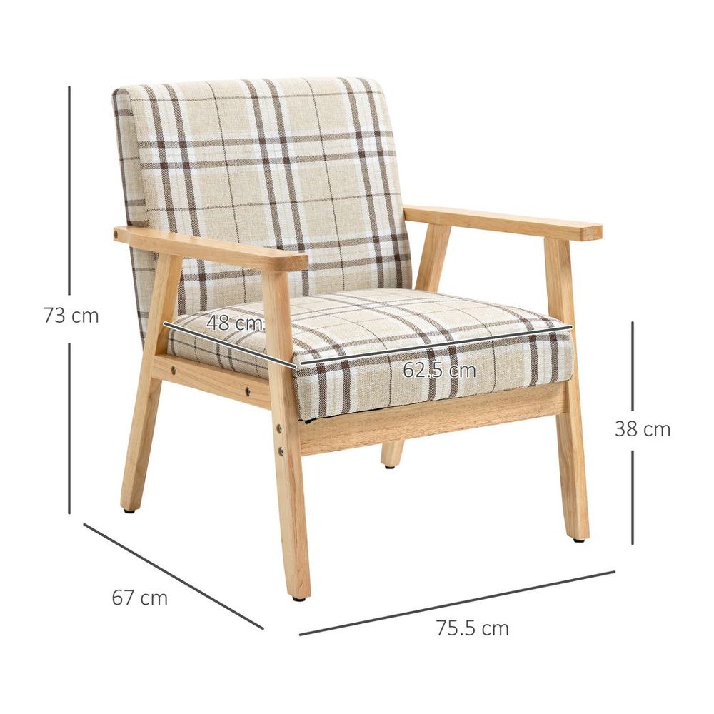 Upholstered Linen-Feel Armchair - checker