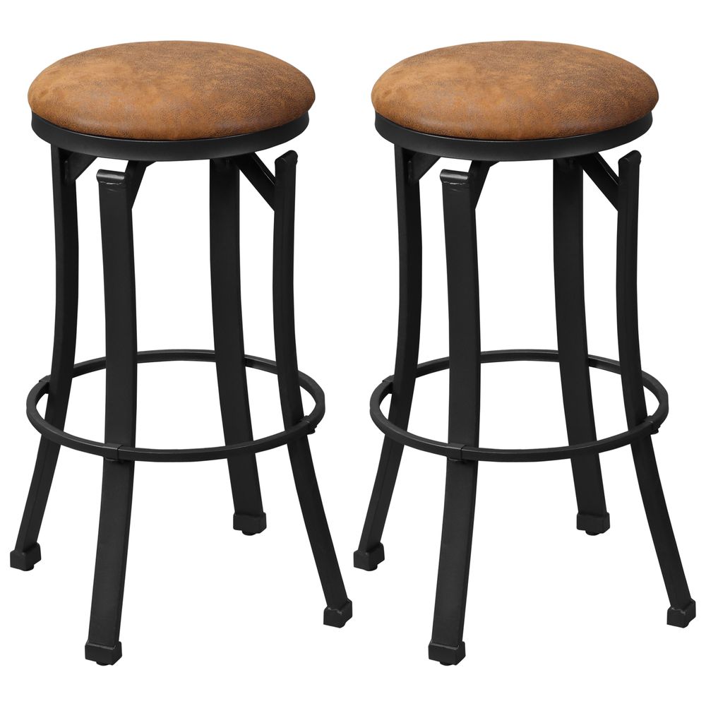 Set of 2 Cloth Bar stools - Brown