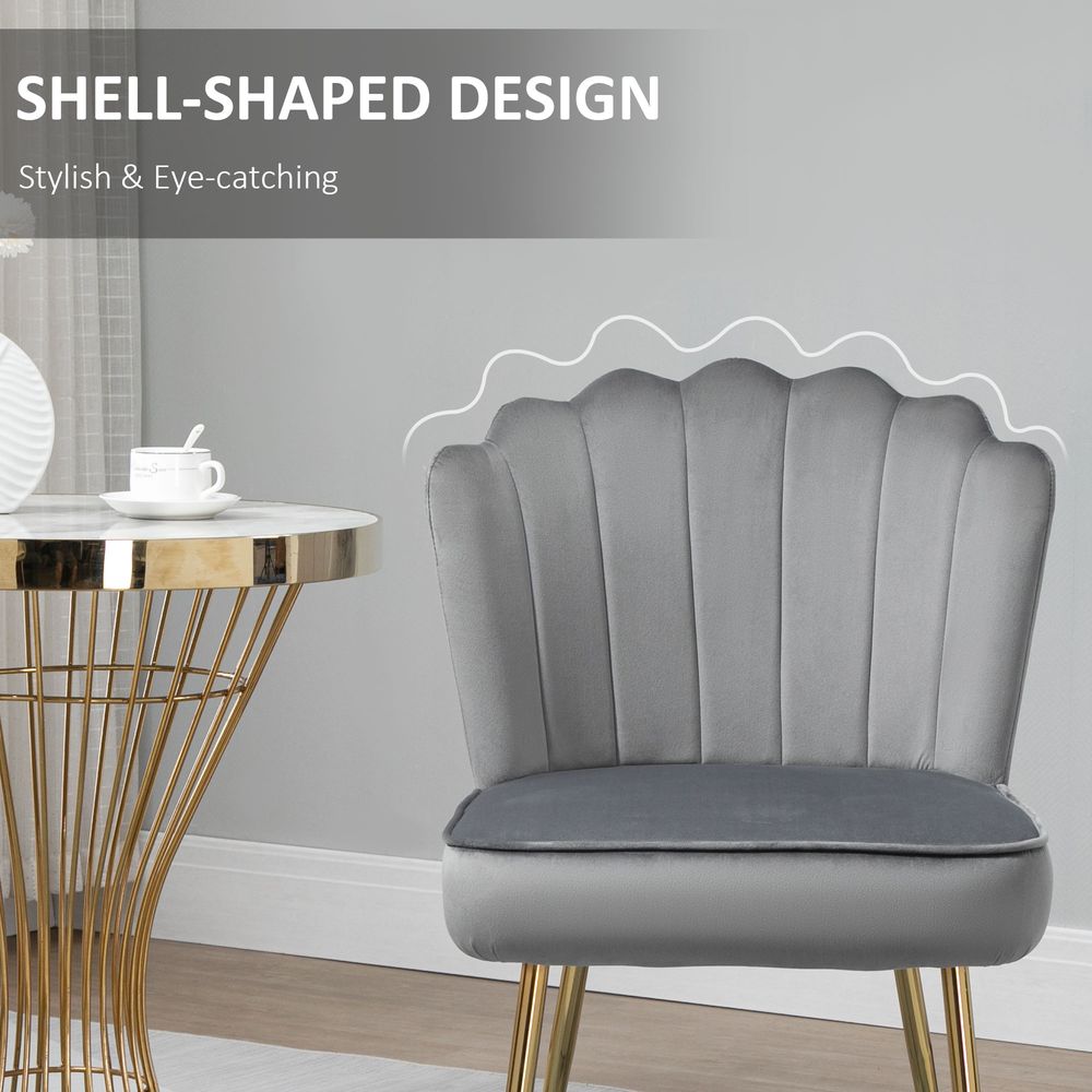 Velvet-Feel Shell Chair - Grey