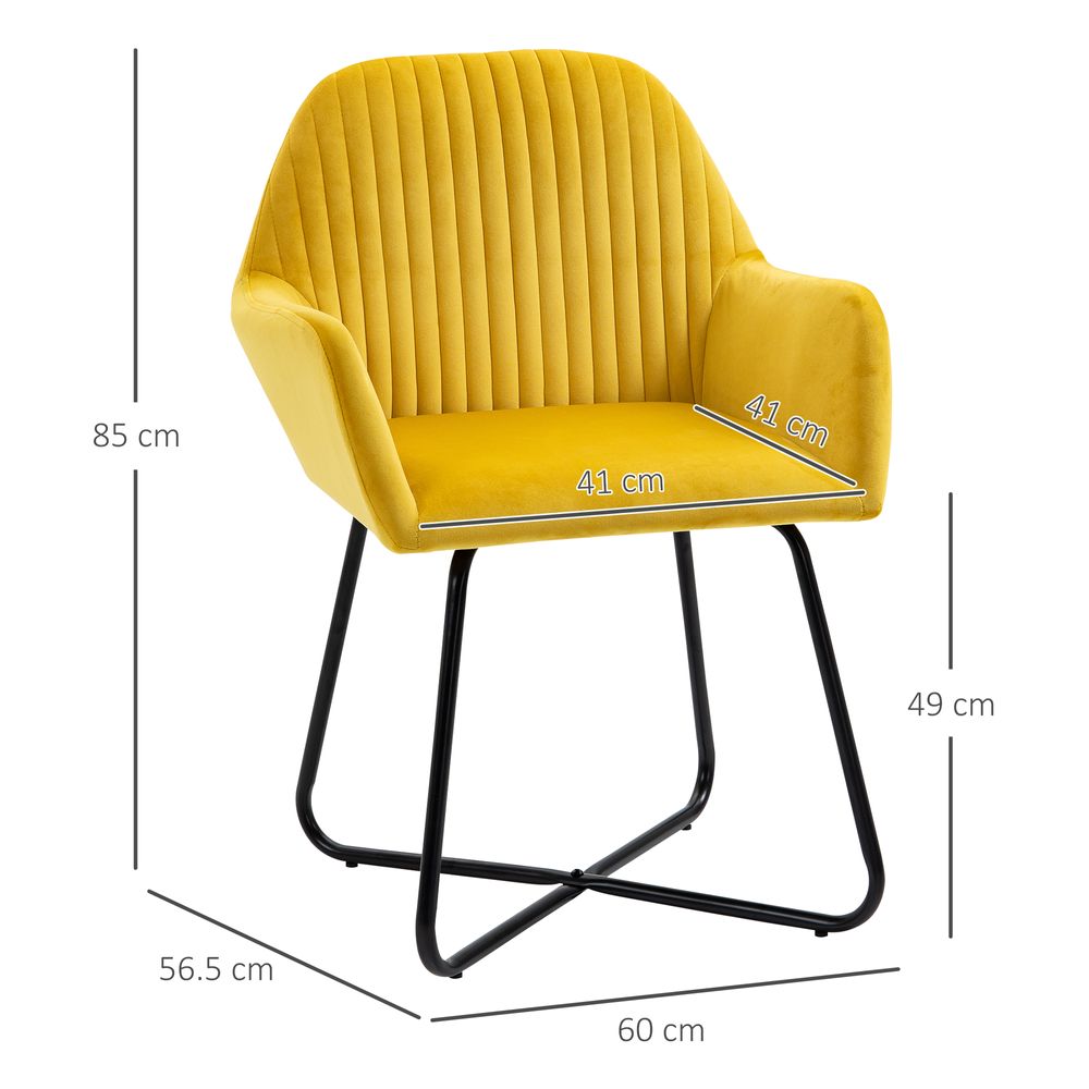 Velvet-Feel Armchair - Yellow