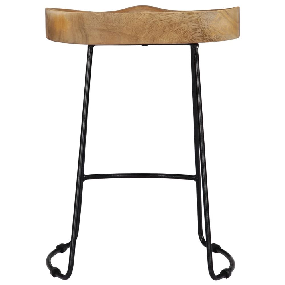 Set of 2 Mango wood bar stools - natural/black