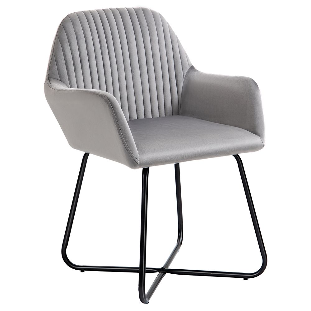 Velvet-Feel Upholstered Armchair - Grey