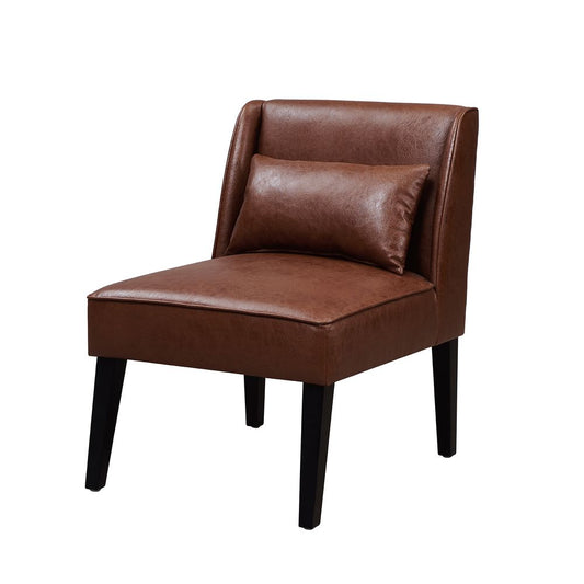 Faux Leather Accent Chair - Brown