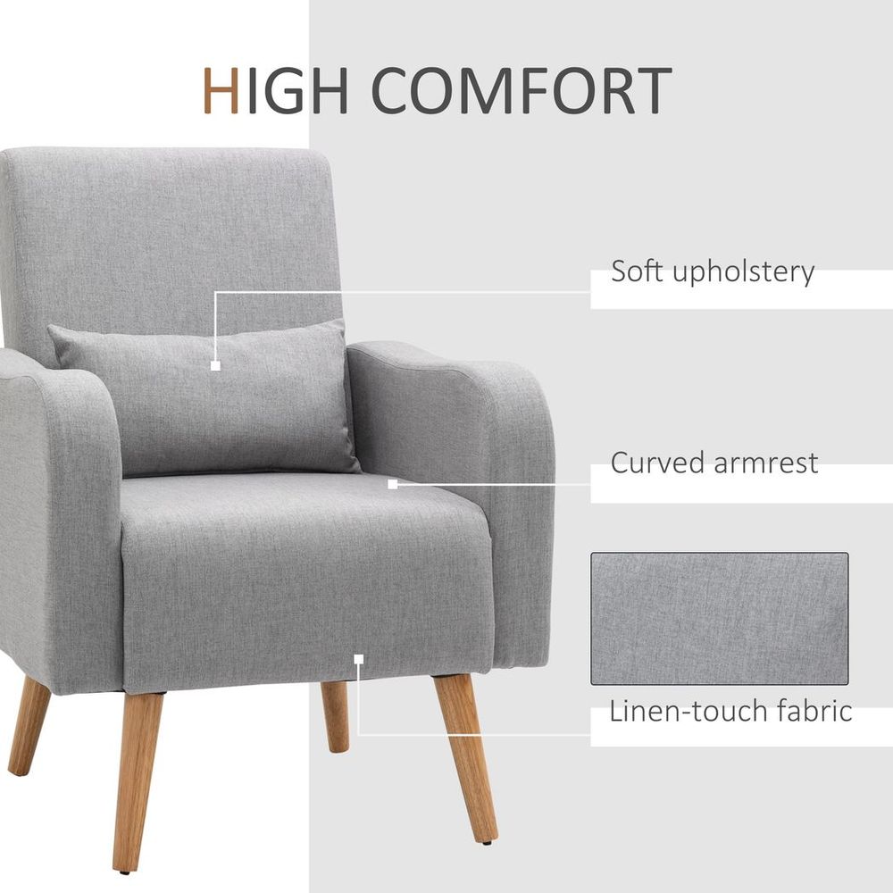 Nordic Accent Chair with Pillow - Grey