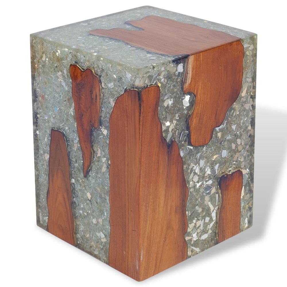 Solid Teak Wood and Resin Stool