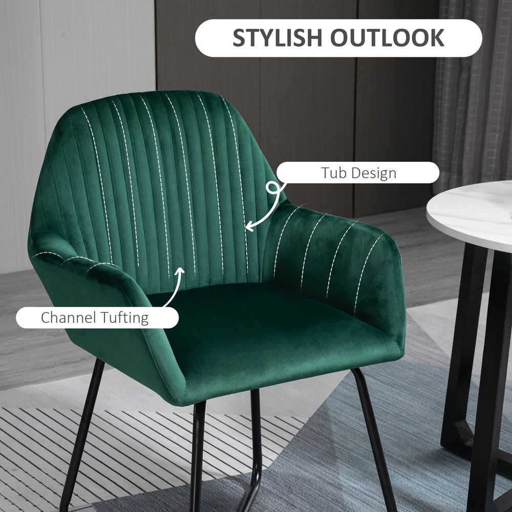 Velvet-Feel Armchair - Green