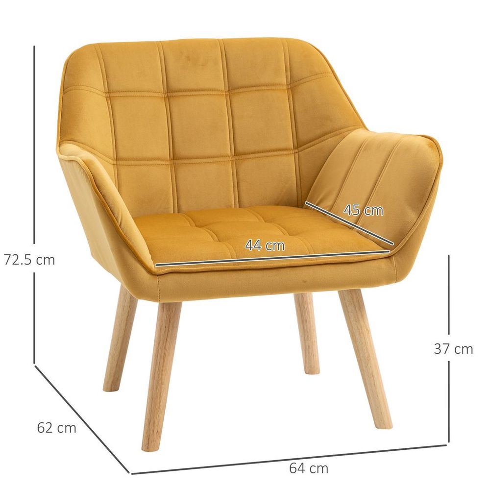 Velvet-Feel Armchair - Yellow