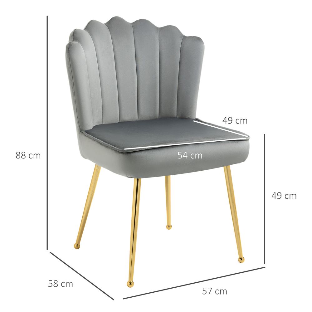 Velvet-Feel Shell Chair - Grey