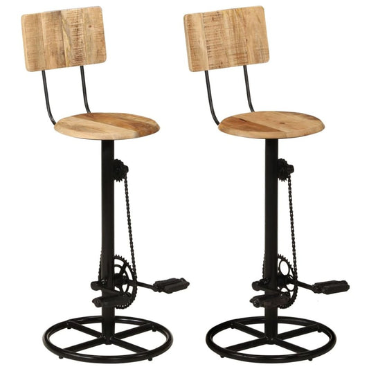 Set of 2 Mango wood Bar stools