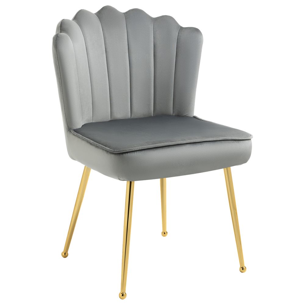 Velvet-Feel Shell Chair - Grey