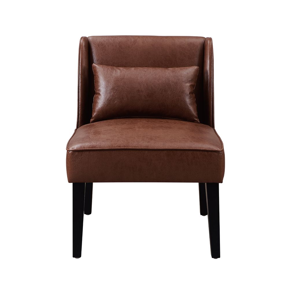 Faux Leather Accent Chair - Brown